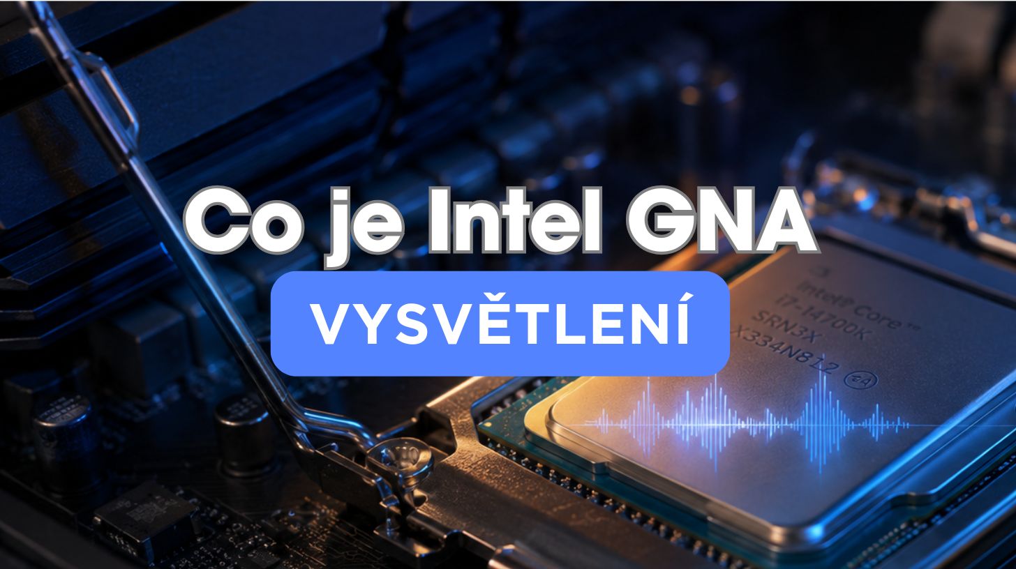 Detail desktopového procesoru Intel v patici základní desky s naznačeným blokem koprocesoru GNA