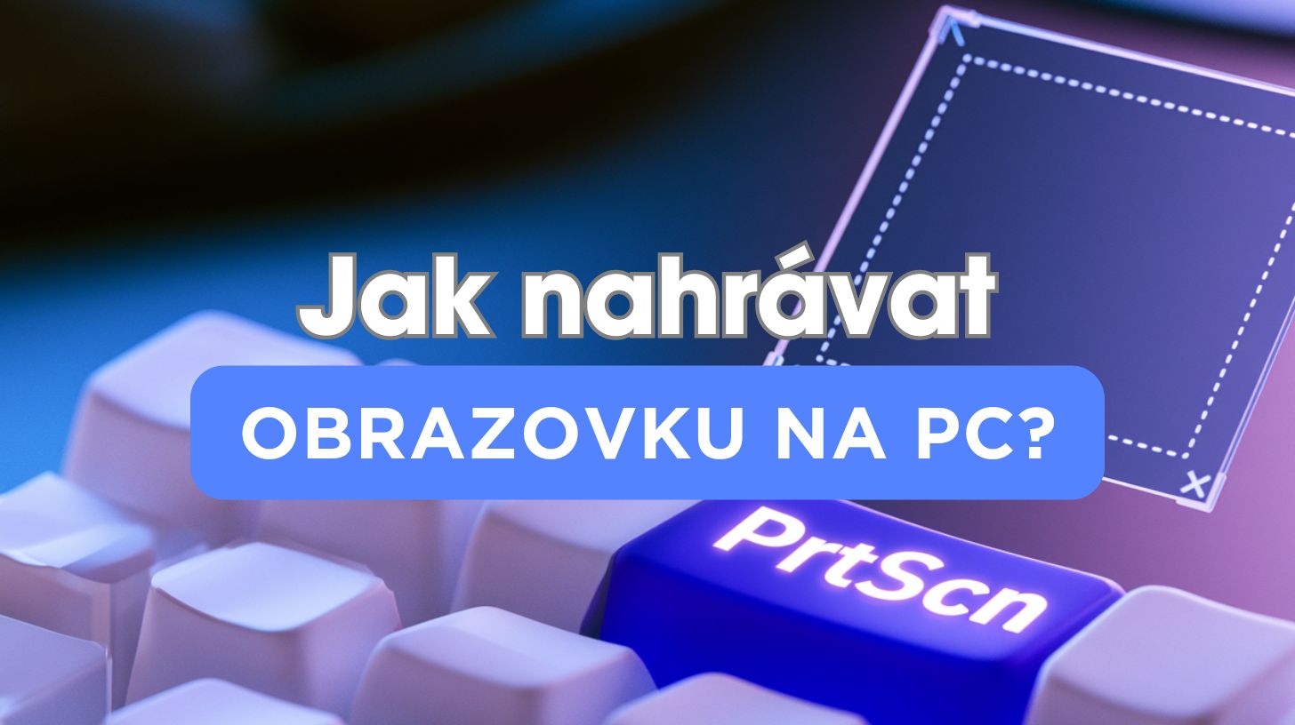 Klávesnice počítače s plovoucím panelem pro nahrávání obrazovky s červeným symbolem záznamu