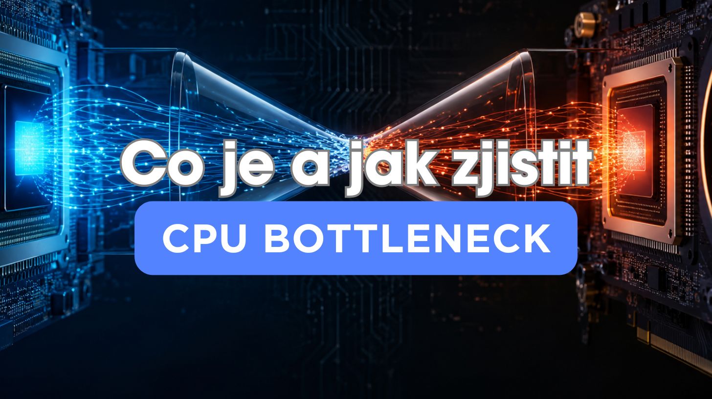 Ilustrace úzkého hrdla mezi procesorem a grafickou kartou v herním počítači