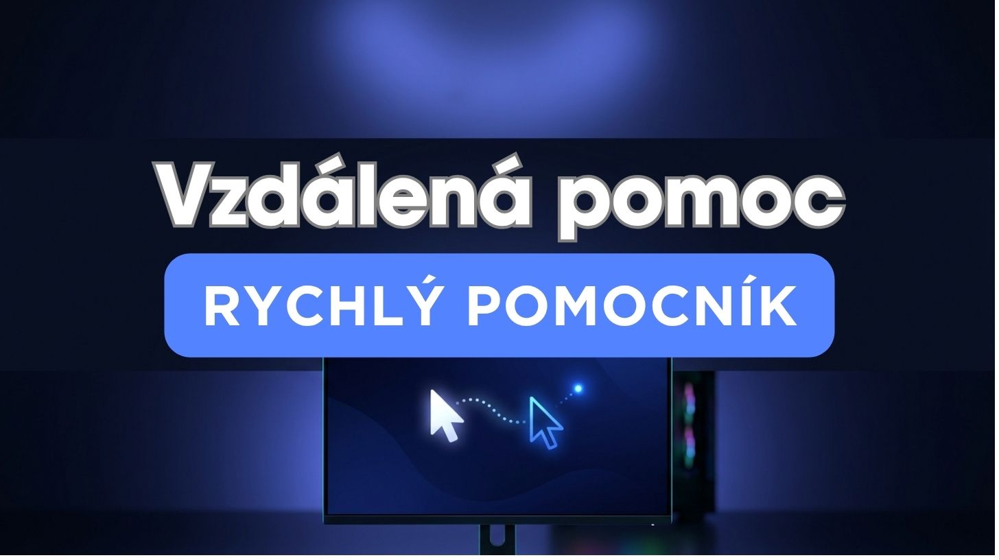 Monitor herního počítače se dvěma kurzory propojenými přerušovanou čarou jako symbol vzdálené pomoci přes Rychlý pomocník